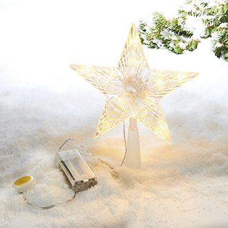 Juletræ stjerne med LED lys - 21 cm Høj