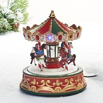 Pobra - Jule karrusel med musik og lys - 22 cm høj