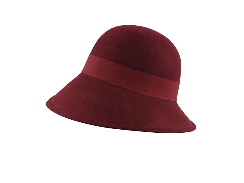MJM - Uldfilt dame hat i vinrød 