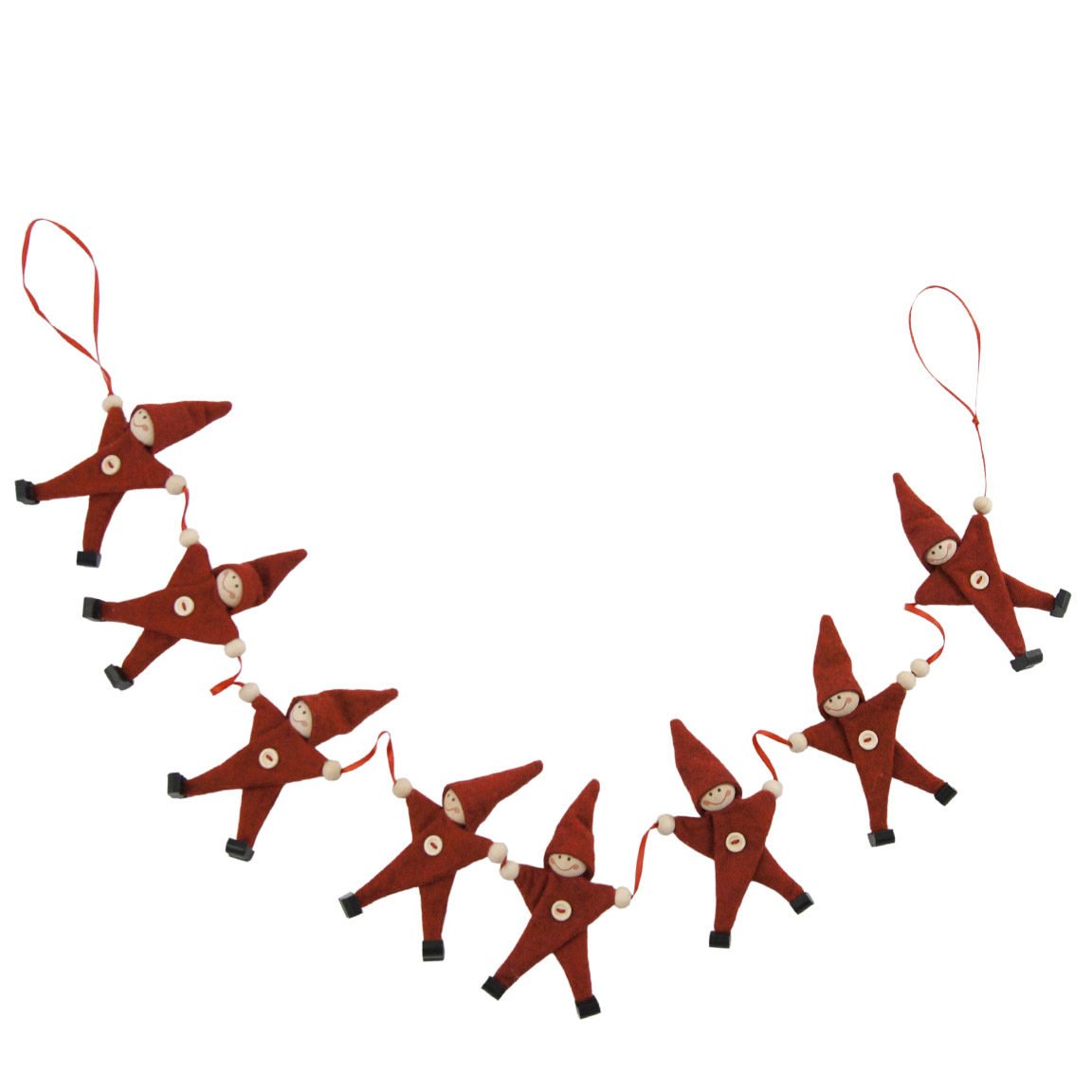 Juleguirlande med røde nisser - længde 90 cm