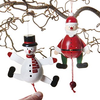 Pobra Julemand og snemand - Sprællemand i træ med snor
