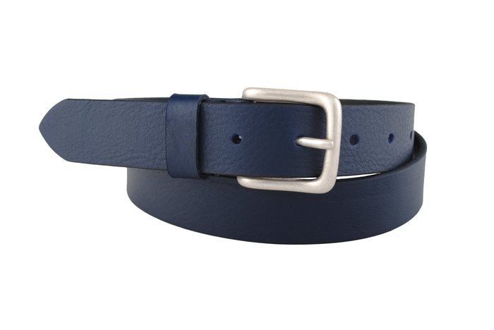 Bosswik læder bælte - D10107 i blå og sort